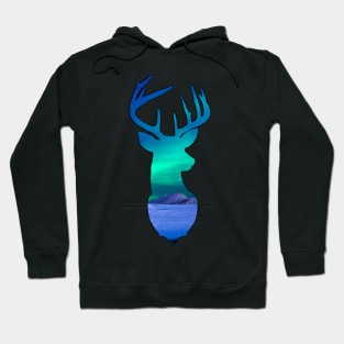 Aurora borealis shooting star cosmic deer Hoodie